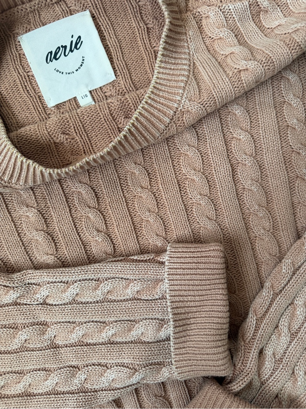 Aerie Cable Knit Cropped Sweater